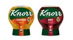 Knorr concentrated stock bottles in chicken and beef varieties