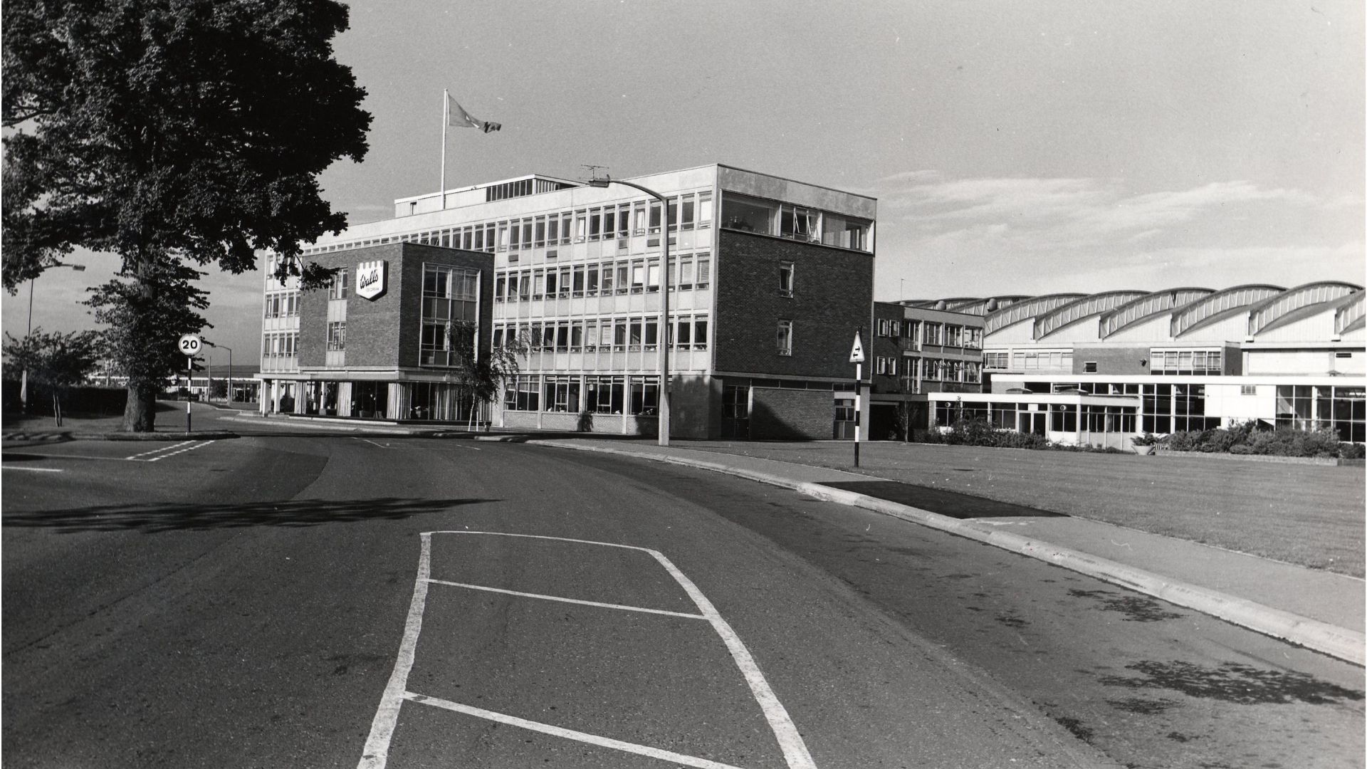 black and white image of Gloucester ice cream factory