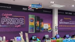 Large 'Celebrate the Pride in you' wall poster showing Pride branded personal care products, and Switchboard contact details