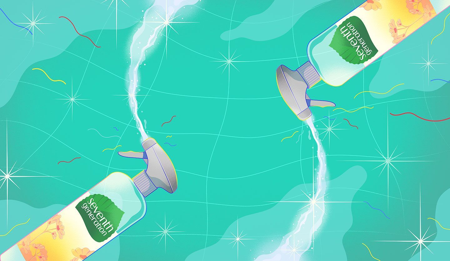 Graphics illustrating some of Seventh Generation’s homecare products