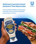 Hellmann’s Sweet Sandwich Time mayonnaise with sandwich and Unilever logo.