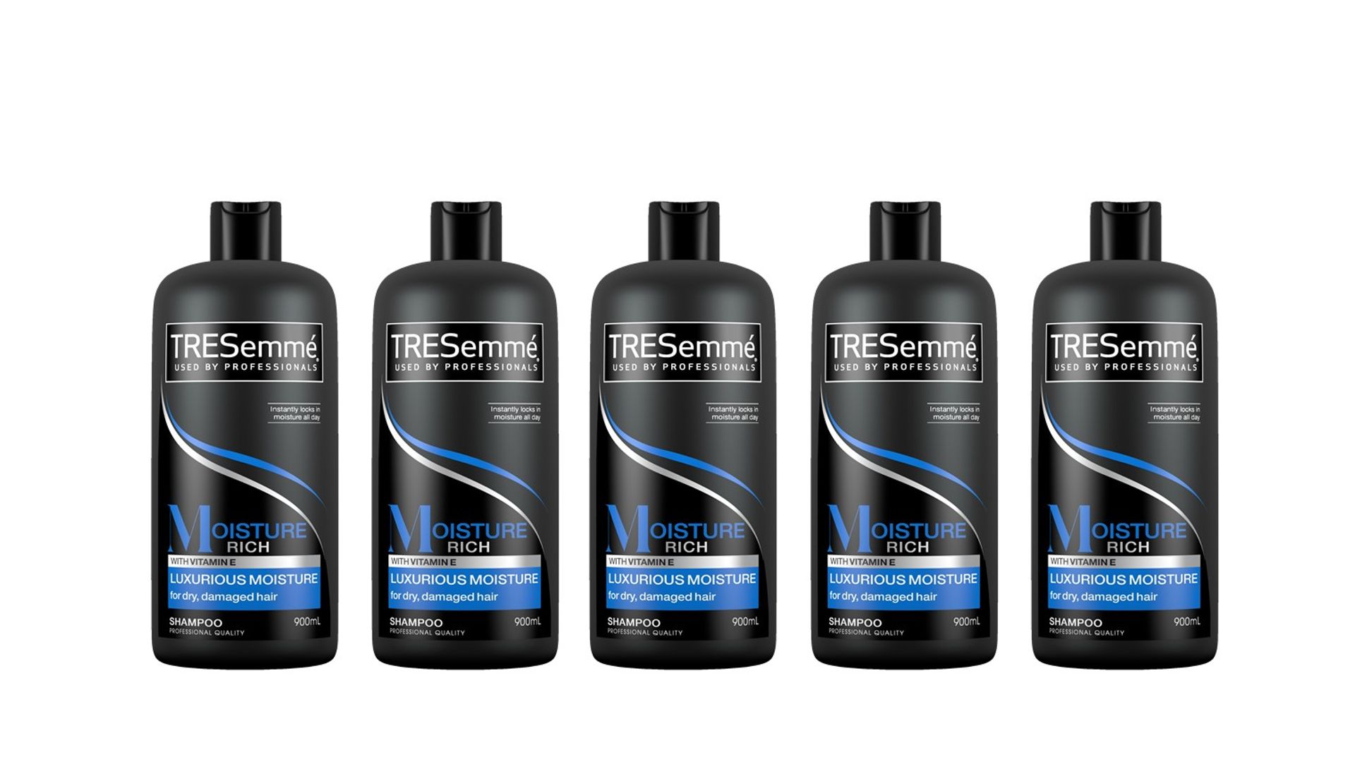 Image shows five bottles of TRESemme product