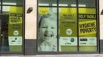 Yellow box with Sure deodorant, Dove and Lynx Shower gels. Logos of Dove, Tresemme, Radox, Sure, Lynx, Shea Moisture and Simple