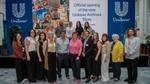 Fernando Fernandez, CEO of Unilever, stands with Unilever employees at the official opening of the Unilever Archive Store.