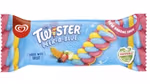 Landscape image of pink and blue Twister Peel-a-Blue lolly