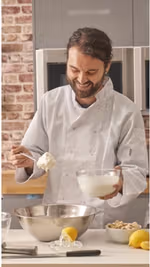Ben & Jerry’s flavour guru João Piva in chef whites, choosing ingredients in a test kitchen
