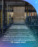 Automated distribution centre conveyor system highlighting Unilever’s UK supply chain investment and Persil production support.