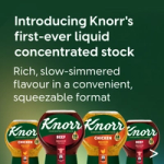 Knorr introduces squeezable liquid concentrated stock in chicken and beef flavours.