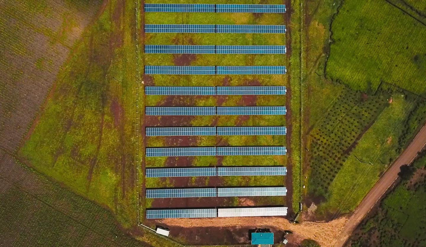 Sky view of solar panels