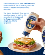 Mayonnaise being squeezed onto open sandwich with cheese and ham.